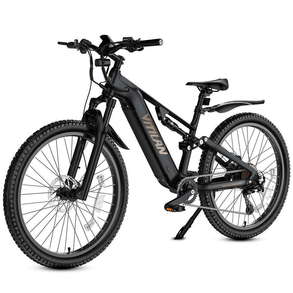 Electric Bicycle All Terrain Vitilan M5 27.5" Tire 500W Motor Fully Suspended Adult Electric Bike 48V 15Ah Dual Hydraulic Brakes Max Load 150Kg