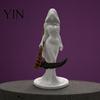 Gothic Grim Reaper Figurine 3D Printed Hooded Woman Statue, Figurine, Dark Theme Ornament Halloween Party Decoration for Home Office Desk Shelf Scary