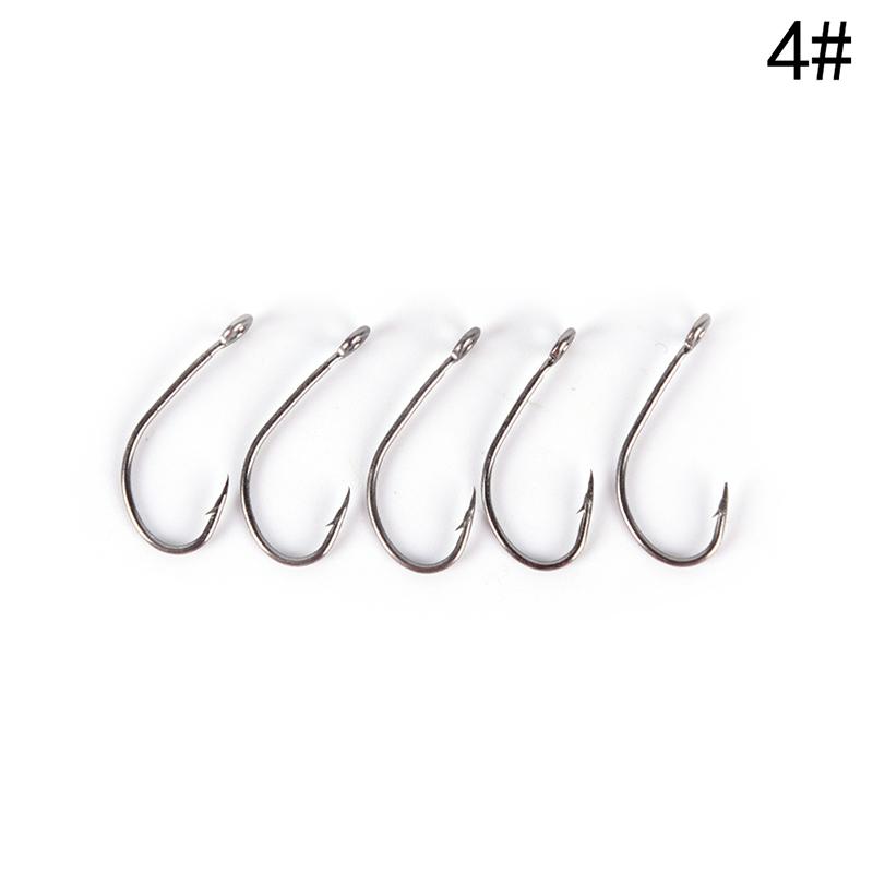 100Pcs Big Eye Single Hook Spoon Hook Size 4#,6#,8#,10#,12# For Choose bxWLDE