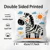 Cute Zebra Cushion Cover Plush Fabric Soft Double-Sided Printed Sofa Warm Winter Home Child Gift Pillow Case