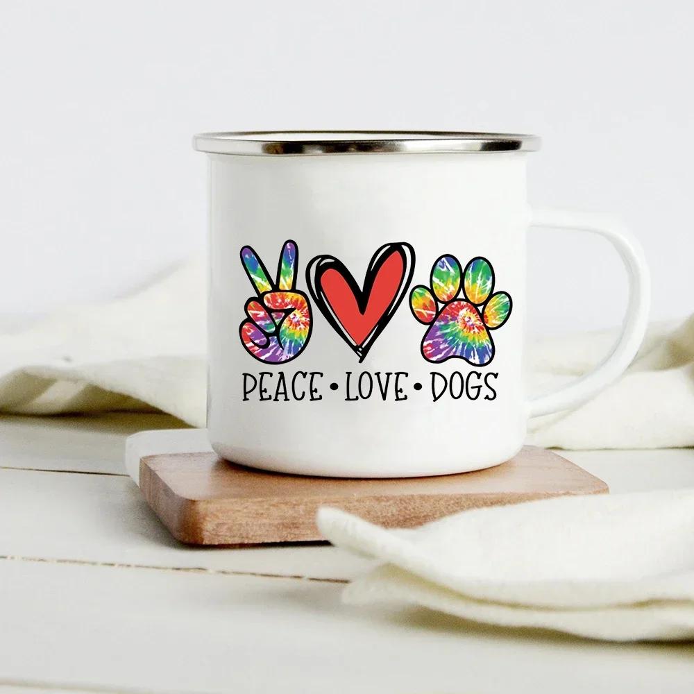 Lustiger Dackel-Druck Kreative Emaille-Tasse Kaffee-Weintassen Cartoon-Hunde Pfote Party-Getränk Bier Saft Milch Tassen Geschenke für Liebhaber Hund