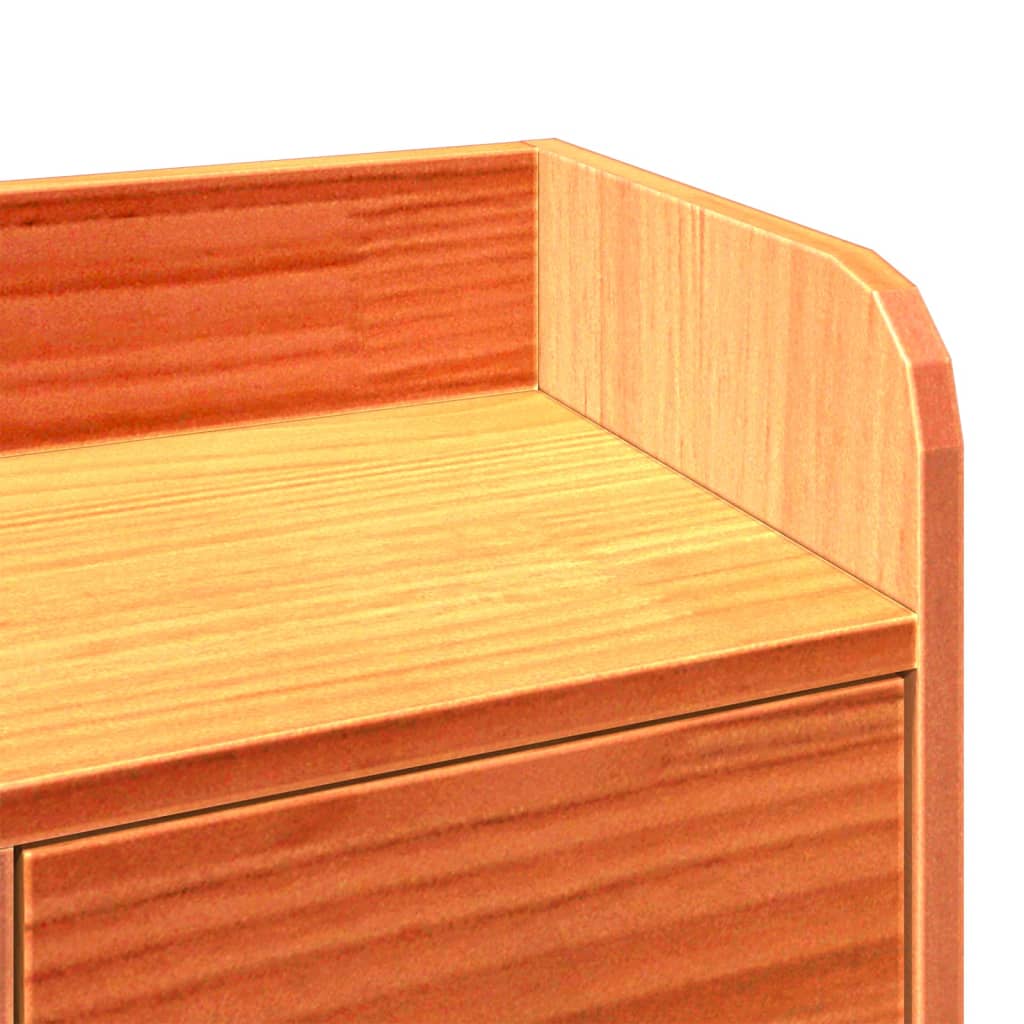 Solid Wood Bed with Shelf Without Mattress Wax Brown 135 X 190 Cm
