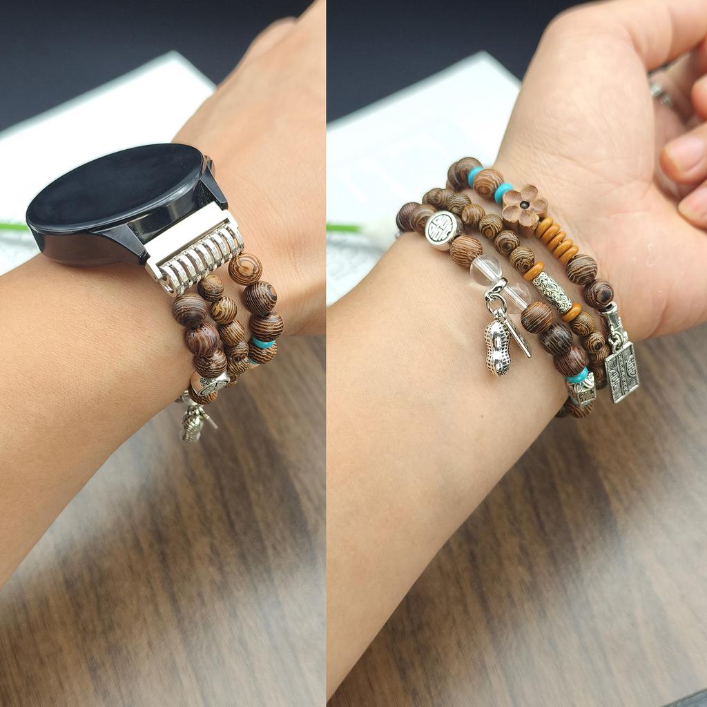Universal 18/20/22mm China-Chic Vintage Bracelet for Samsung Galaxy 8 40/44mm classic 46mm natural wood strap for Galaxy Fit3