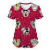 Miniso Minnie Mouse T-shirts V Neck Woman Clothes Hospital Tops Disney Top Women 2025 Nurse Uniform T-shirt Pocket Summer Tees