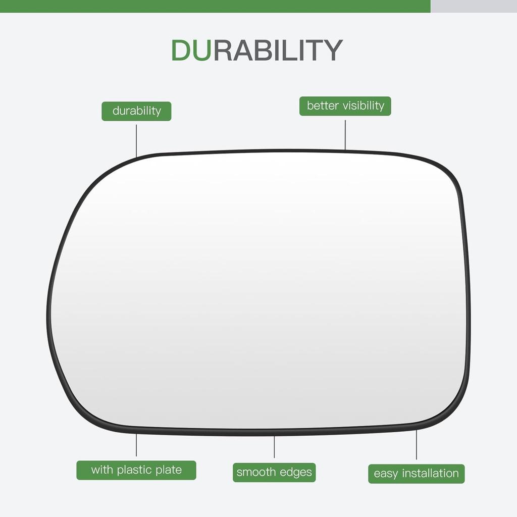 SCITOO Side View Mirror Glass Driver Left Side Fit For 2003-2008 For HONDA PILOT W/O HEATED Chrome Flat Replacement Exterior Mirror Glass