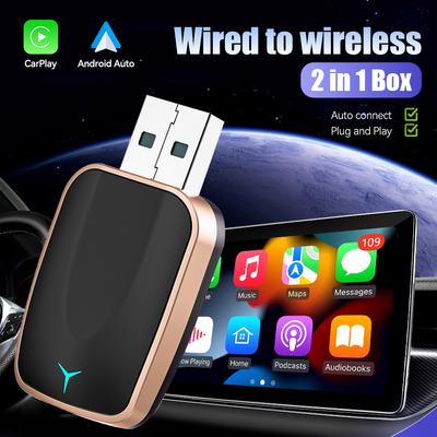 Araba 2'si 1 Arada Kablosuz Carplay AI Kutusu Android Auto Tak ve Çalıştır Orijinal Kablolu Carplay'i Kablosuza Dönüştürmek İçin Uygulanabilir
