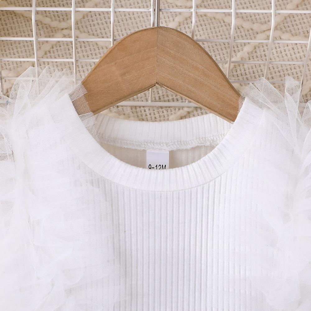 6M-3Y Baby Girl Summer Suit Baby Girl Short-sleeved Top + Mesh Flowers Layered Cake Skirt Girls Bustier Skirt