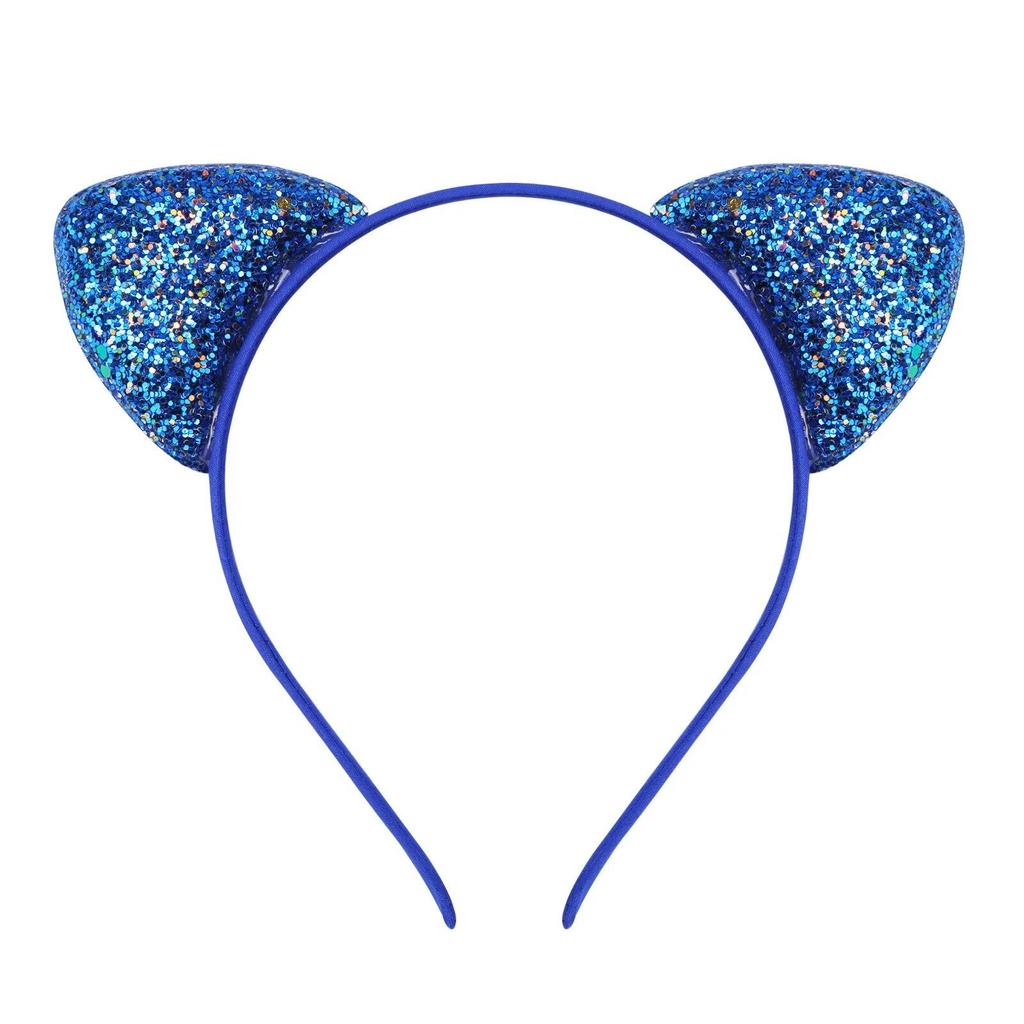 Glitzerndes süßes Katzenohren-Stirnband, Kitty-Stirnband, Damen, Mädchen, Kinder, glitzerndes Haar, Metallreifen, glänzende Haarbänder, Haar-Accessoires