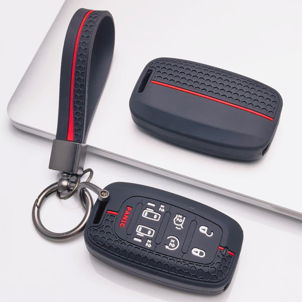 Key Fob Cover for Chrysler Pacifica with Keychain Anti-Scratch Guard Shockproof Protection Soft Grip Texture Responsive Button Touch