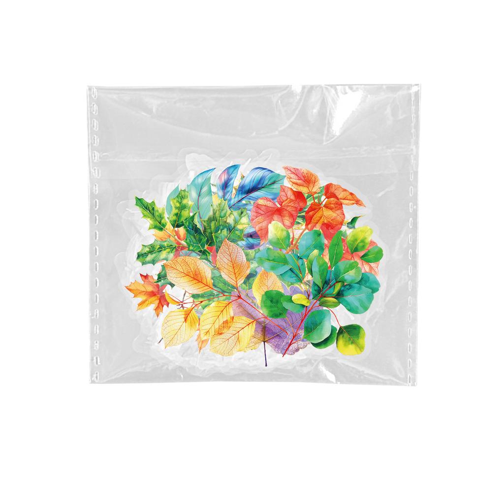 50 Colored Leaves PET Stickers Simulated Plant Leaves DIY Handbook Material Decorative Stickers Children's Stickers New Products