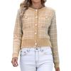 2025 European American Plaid Knitted Cardigan for Women's Temperament Jacket Pearl Button Fashion Sweater
