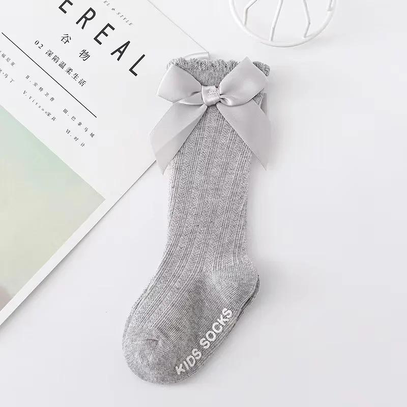Red Bow Tie Knee High Tube Socks Girls' Christmas Stockings Infants Toddlers Soft Cotton Children Non Slip Floor Socks Baby Gift