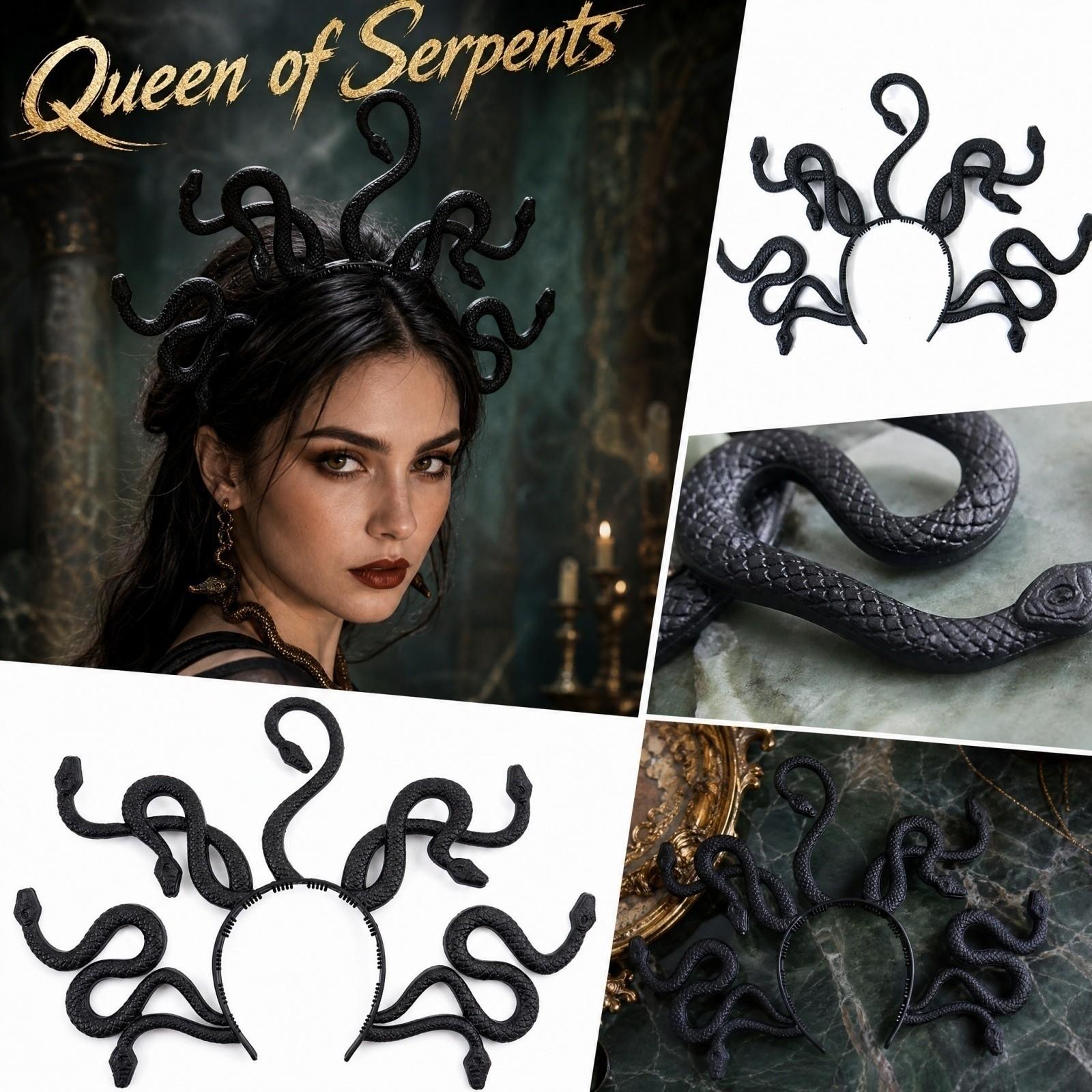Headband with Snake Hair Costume Hair Accessory One Size чёрный