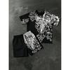 American Men's Summer Totem Cross Print Comfortable Breathable Round Neck T-shirt Drawstring Shorts Set Outdoor Streetwear