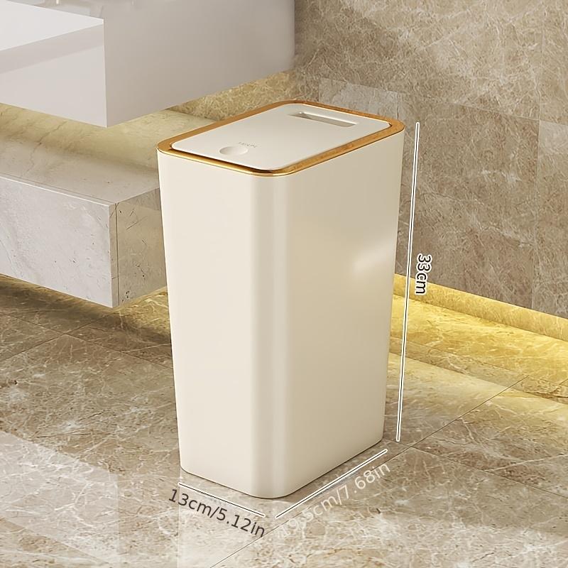 Poubelle de luxe légère avec couvercle, adaptée aux toilettes domestiques, aux cuisines et salles de bain, poubelles étroites à pression, hôtel et ho