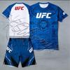 Mens Womens MMA Training Set Short Sleeve T-Shirt Shorts Breathable Mesh Gym Workout Sportswear