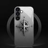 Compass pattern tempered glass phone case suitable for Samsung GalaxyS26 S25 S24 S23 S22 S20FE/Ultra/Plus5G anti drop back cover