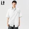 Izzueit Men's Vertical Striped Short Sleeve Casual Shirt