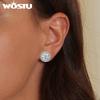 WOSTU Classic Round 2 CT D Color Moissanite Stud Wedding Earrings For Women 925 Sterling Silver Lab Diamond Engagement Jewelry