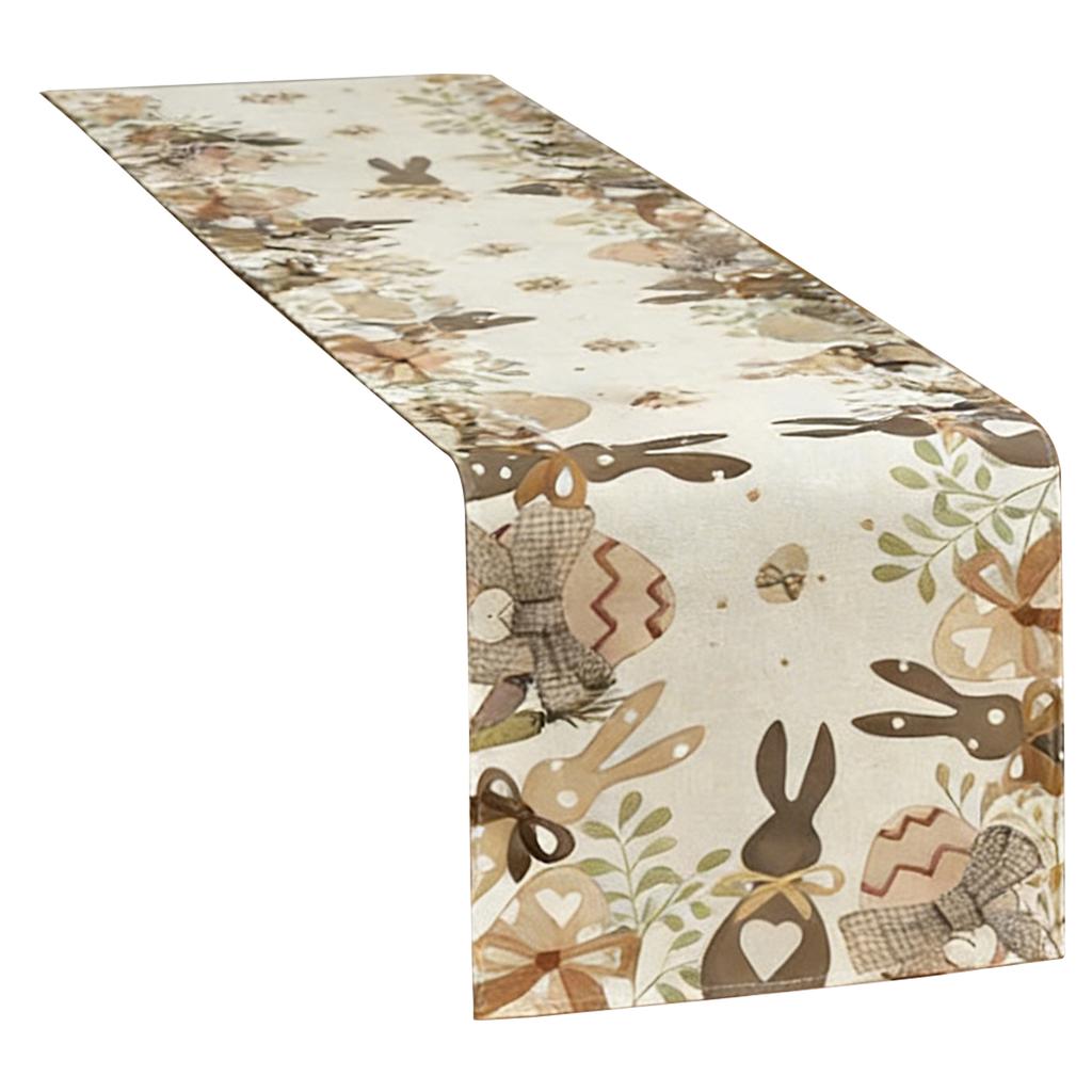 Easter Bunny Egg Table Runner Reusable Household Decoration Plate Mat Rectangular Linen Table Cloth for Home Restaurant Party