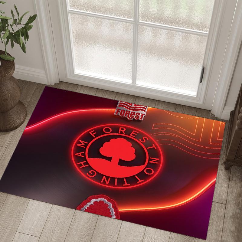 Nottingham Forest Fußball Design Kristall Samt Teppich Gemütlich Nicht?Rutschfester Teppich mit Aufdruck für Schlafzimmer Wohnzimmer Eingang