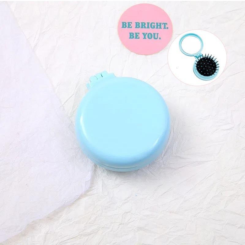Portable Folding Air Cushion Comb and Mirror - Stylish Student Massage Brush for Girls
