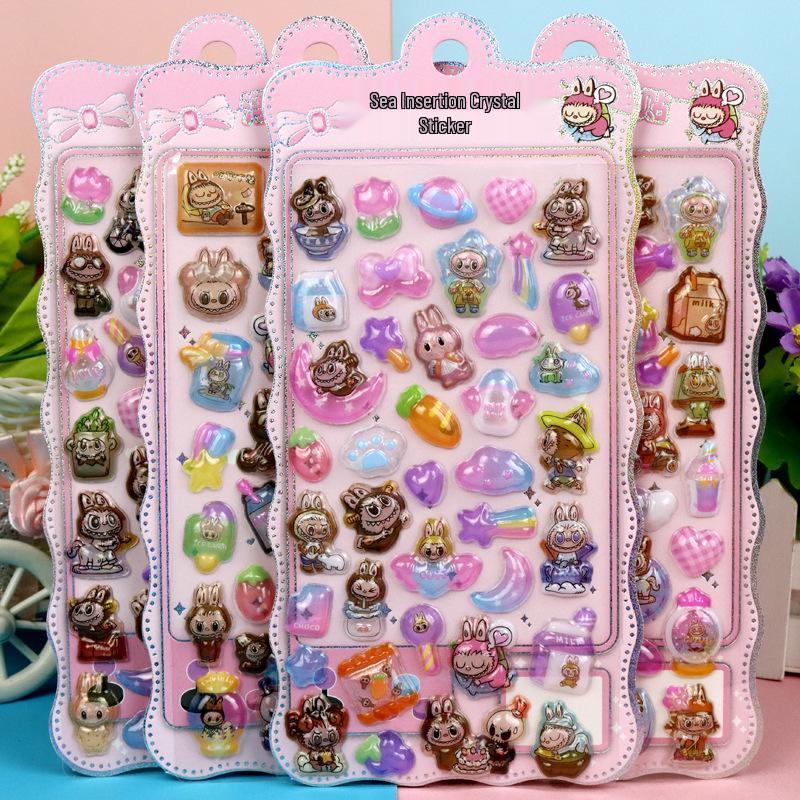 Labubu 3D Cartoon Rabbit Stickers - Elf Troupe Series for Kids
