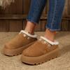 Fashion Chunky Platform Wedge Heel Furry Casual Shoes Women 2025 Winter Warm Plush Mules Slippers Soft Thick Bottom Fur Outdoor Slippers