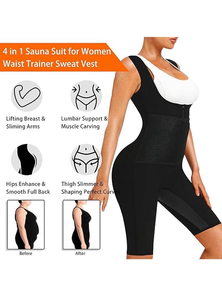 Women's Sauna Suit Waist Training Bodysuit with Shorts