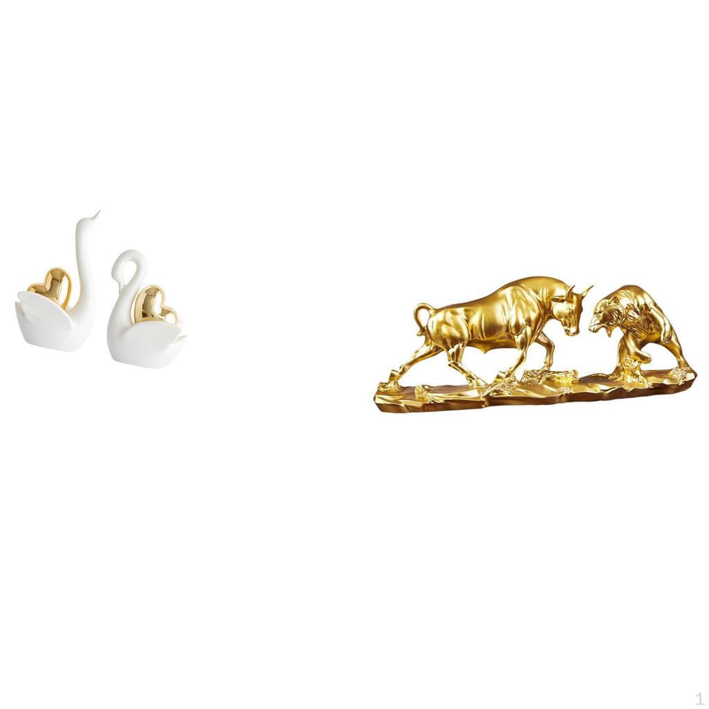 Elegant Swan And Bull Figurines Modern Tabletop Ornaments Artistic Animal Sculptures for Home Decor