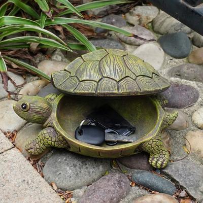 Yousheng Simulation Turtle Jewelry Storage Box with Lid Resin Tortoise Trinket Keys Organizer Container Animal Statue Figurine Desktop Decoration