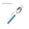 304 Stainless Steel Gold Cutlery Set with Violet Acrylic Bamboo Joint Handles: Includes Knife, Fork, and Spoon for Hotel Light Luxury Use.