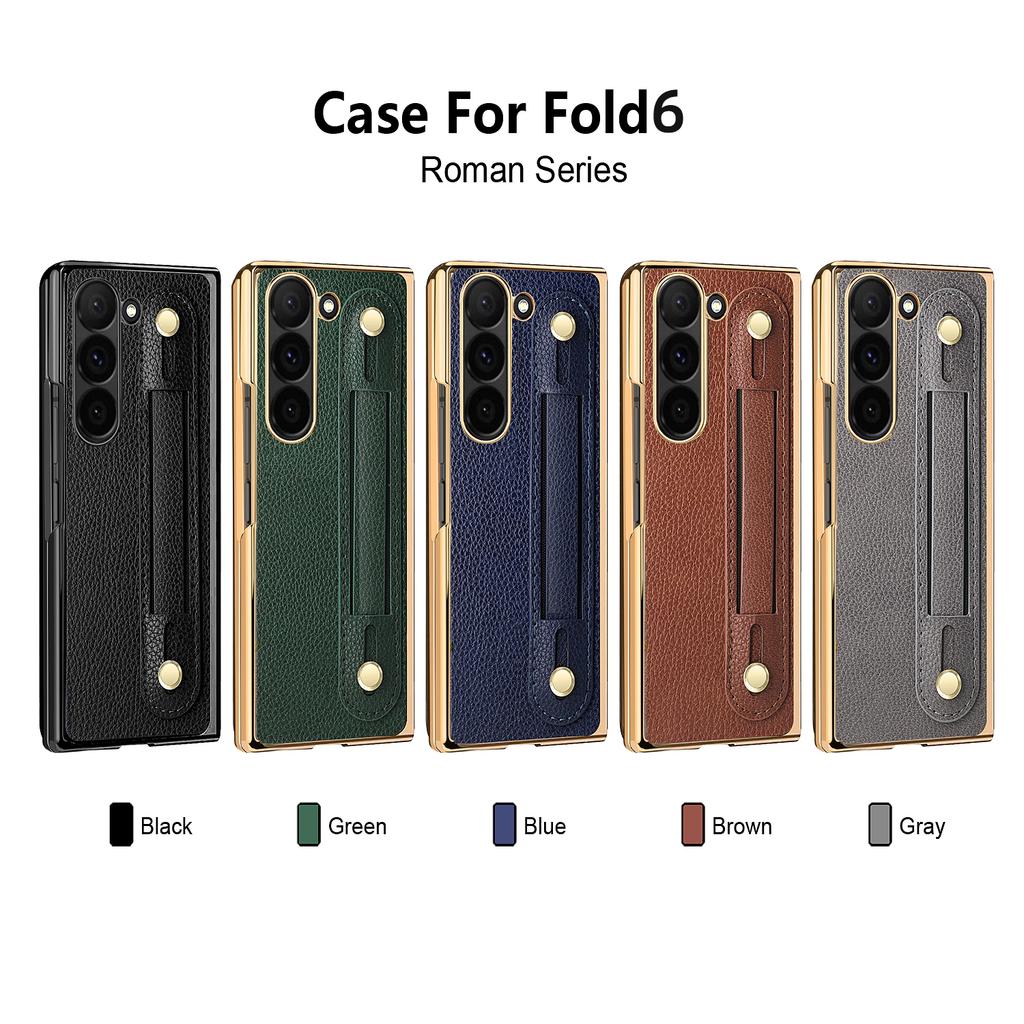 Compatitable With Samsung Galaxy Z Fold 7 Case With Kickstand Holder, Plating Edge Z Fold 6 Case With Front Screen Glass