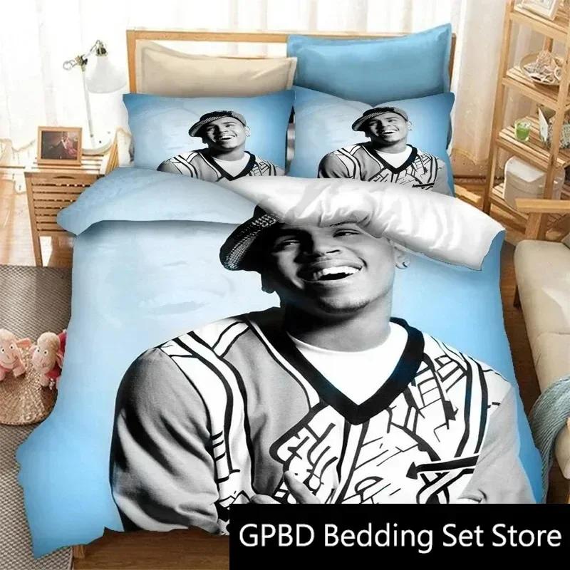 3D Druck Rapper Chris Brown Bettwäsche Set Doppel Twin King Bettbezug Bettdecke Kissenbezug Jungen Mädchen Erwachsene Schlafzimmer