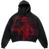 ZYLLO Punk Style Skull Washed Long Sleeve Pullover Hoodie Hip Hop Retro Street Loose Oversized Sweatshirt Harajuku Gothic Top