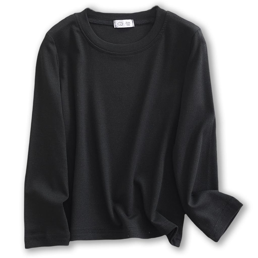 Girls Long Sleeve Ribbed Knit Shirt Round Neck Slim Fit Tops Lightweight Soft Base Layer Tops