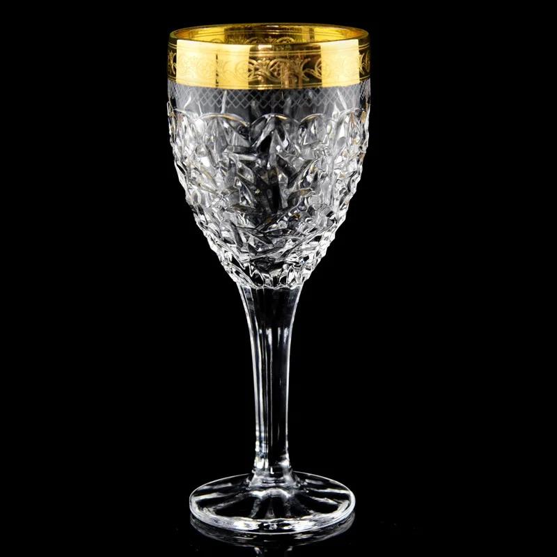 Evropská silnostěnná křišťálová sklenice na víno Sklenice na whisky sklenice se zlatým vzorem zvonku Sklenice na pivo