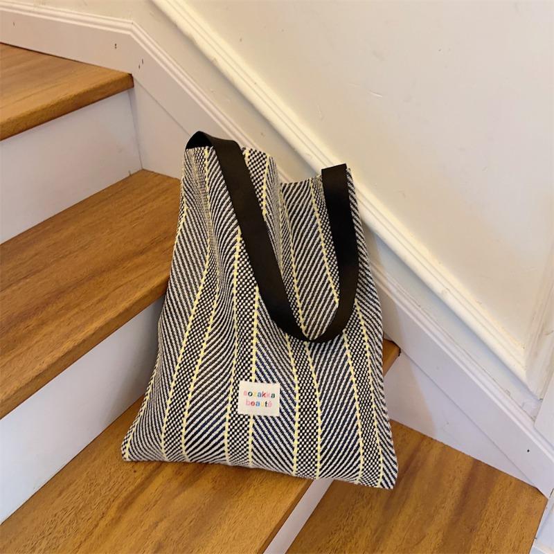 44 Woven Colored Stripes Contrasting Colors Women's Handheld Shoulder Bag Class Commuter Crossbody Underarm Bag Women