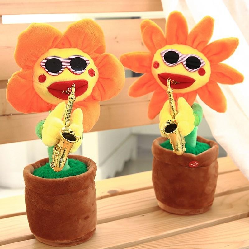 Saxophone Sunflower Plush Toy With Singing And Dancing Functions For Kids Gift