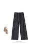 Damen Petite High-Waist Woll-Acetat Weite Hosen, Herbst/Winter Fall, Elastischer Bund, Neun-Punkt-Länge.