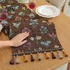 Classic Style Table Runner Jacquard Floral Runner, Vintage with Tassel Edges, Heat Resistant Farmhouse for Wedding Baby Shower Dining Decor