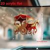 Festive Sleigh Carriage Acrylic Ornaments Flat Christmas Decors Hanging Decors for Mantel Wall Or Indoor Winter Styling