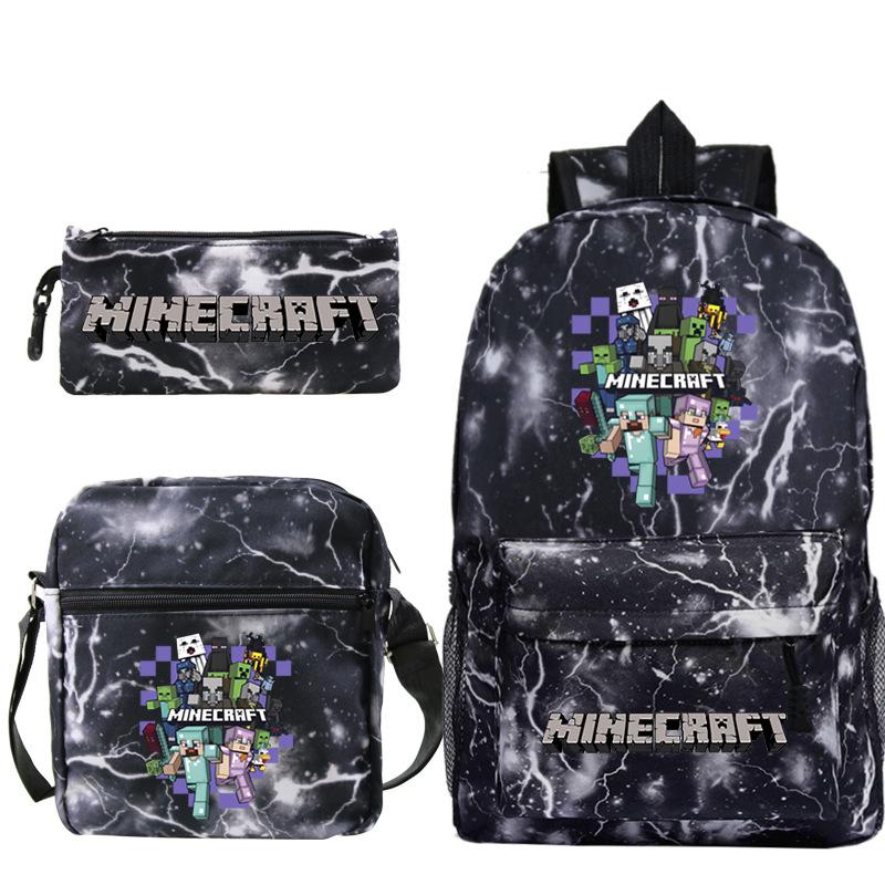Minecraft Primary And Secondary School School Bag Children'S Backpack Backpack Shoulder Bag Pencil Case Three-Piece Set