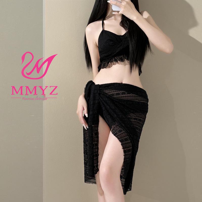 2025 Women's Sexy Lace Bikini Swimsuit - Split Tube Top with Hip Covering, Perfect for Hot Springs and Beach.