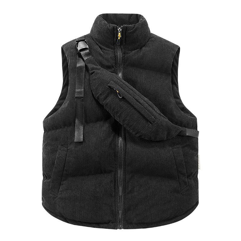 2025 autumn and winter low price corduroy explosion stand-up collar new cotton vest with satchel fashion vest jacket vest