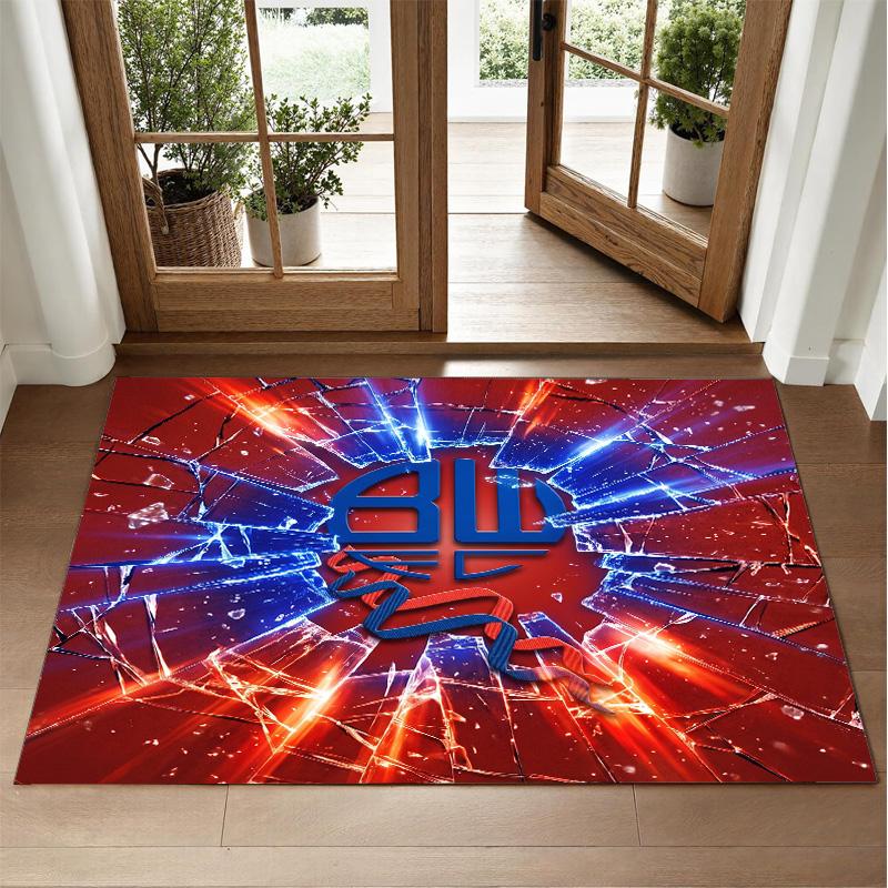 Bolton Wanderers FC Design Crystal Velvet Rug Soft Decorative Mat for Bedroom Entrance