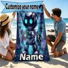 Custom Name Personalized Cosmic Bot Crew Print Beach Towel, for Trip Camping Beach Party Home Decor, Birthday Gift for Family & Friends