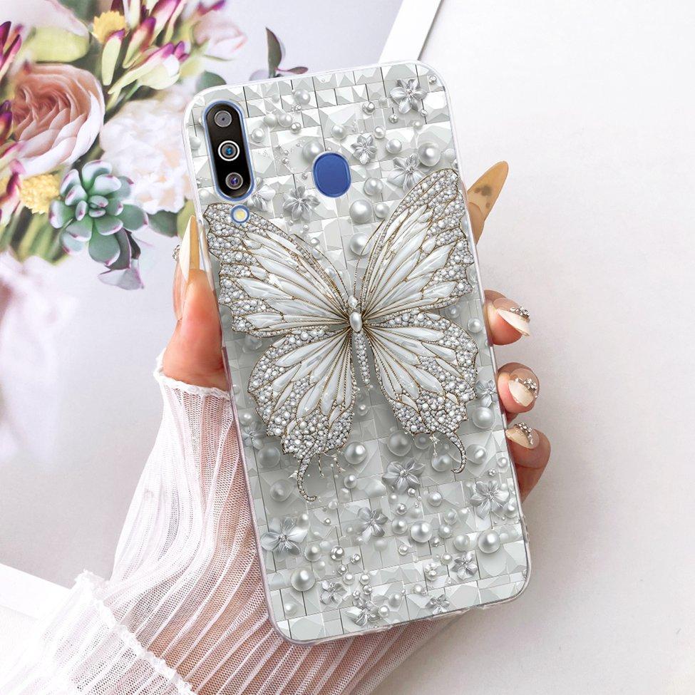 Für Samsung A40S Hülle Transparent Niedliche Katze Mode Schmetterling Lustig Bemaltes Gehäuse Für Samsung Galaxy A40S Abdeckung SM-A3050