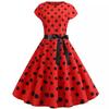 Women's Retro Print Dress Belt Evening Dress