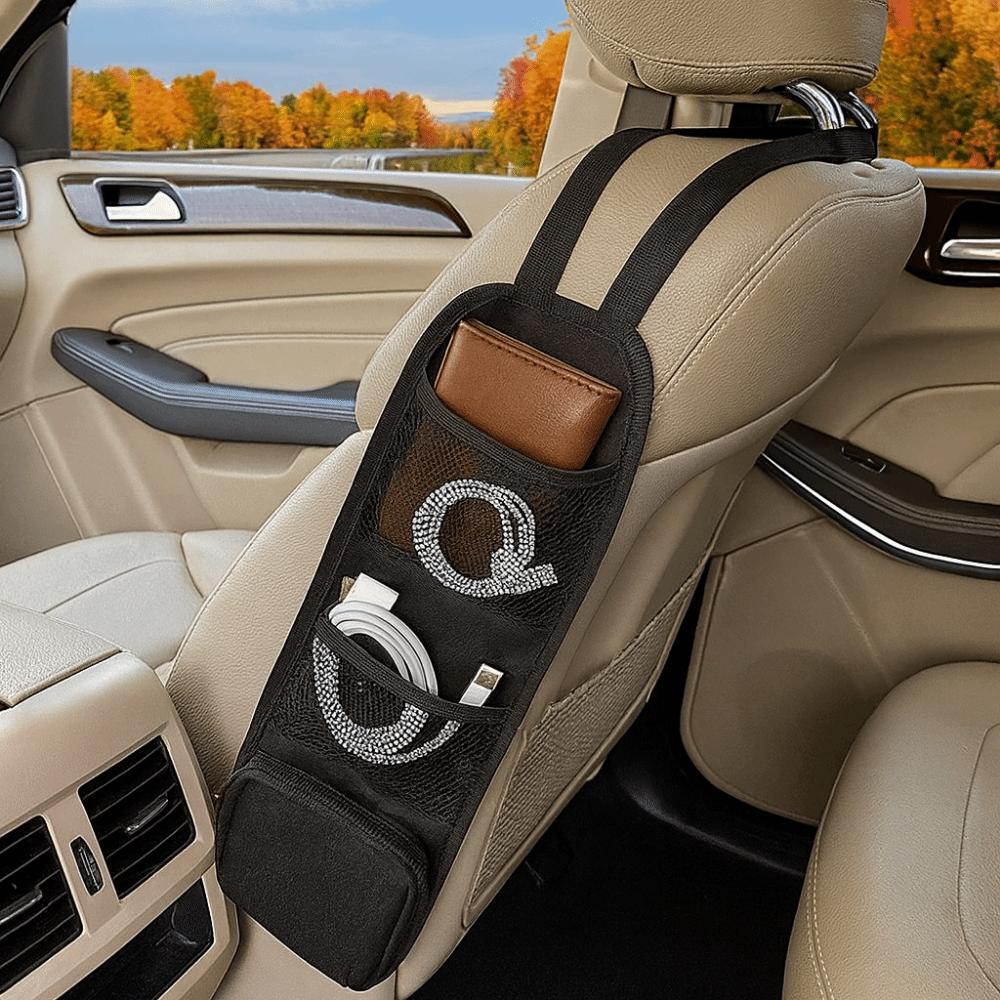 Oxford Cloth Seat Side Storage Bag Lightweight Convenient Car Seat Storage Bag with Mesh Pocket Hanging Car Seat Side Organizer